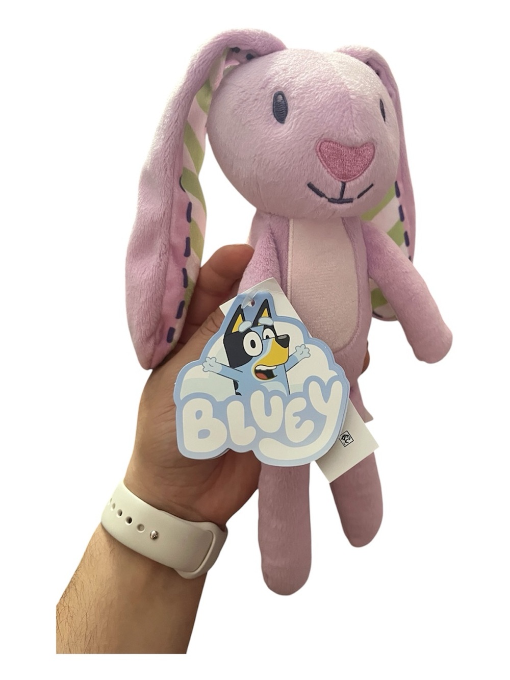 Floppy Bunny Plush from Bluey - Soft Pink Bunny with Patterned Ears - Picture 4 of 4